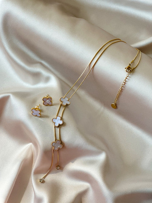 The Blooming Grace Duo | Floral Earrings & Long Necklace Set