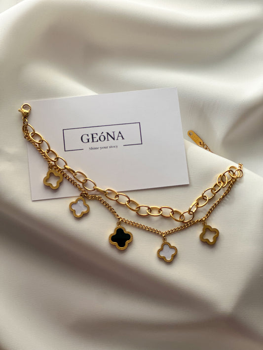 Lucky Charms Bracelet | Dual-Tone Clover Elegance